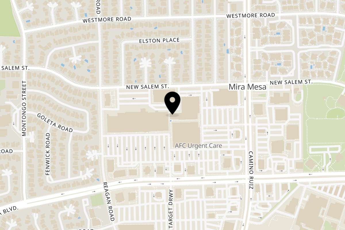 Map showing the location of Pista House San Diego on 8240 Mira Mesa Blvd unit E in San Diego